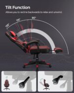 Songmics Racing Gaming Chair, Adjustable Office Chair With Footrest, Ergonomic Design, Tilt Mechanism, Headrest, Lumbar Support, 150 Kg Weight Capacity, Black And Red Obg73Brv1 - Image 4