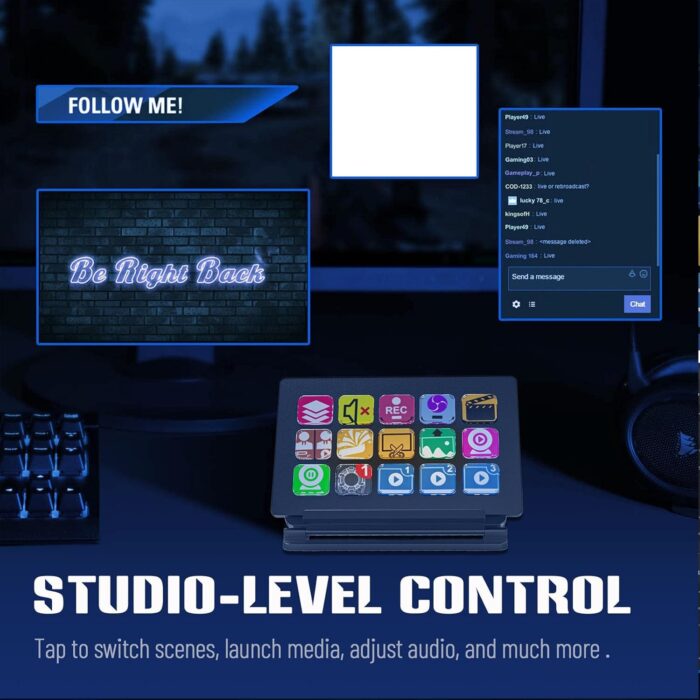 Bewinner LCD Custom Keyboard for - Studio Controller with 15 Macro Keys, Software Macro Keyboard Actions in Apps Support Hotkey for YouTube, Twitch, OBS - Image 5
