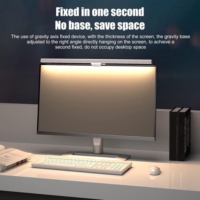 Dpofirs Computer Screen Monitor Lamp, PC Monitor Light Bar, e-Reading LED Lamp with Stepless Dimmable, Touch Control, Quick Reading Mode, 3 Color Temperature Adjustment, Timer 60min Off (White) - Image 5
