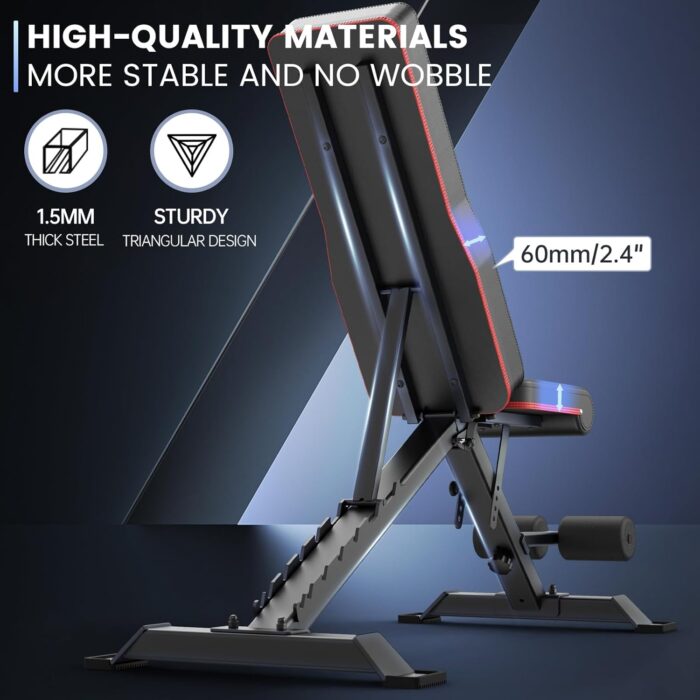 PASYOU Adjustable Weight Bench, Full Body Workout Strength Training Bench Press Foldable Incline Decline Bench Sit Up Exercise Equipment for Home Gym PA300/PA400/PA500 - Image 5