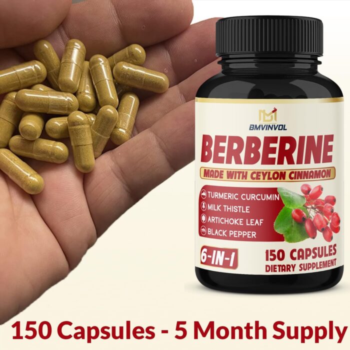 Berberine Supplement Equivalent to 4700mg - 5 Months Supply - High Potency with Ceylon Cinnamon - Supports Immune System, Cardiovascular & Gastrointestinal Function - Berberine HCl Supplement Pills - Image 3