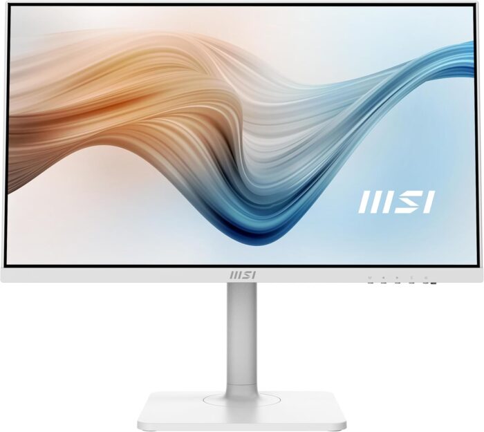 MSI Modern MD2412PW 23.8 Inch FHD Office Monitor – 1920 x 1080 IPS Panel, 100 Hz, Eye-Friendly Screen, HDR Ready, Built-in Speakers, 4-Way Adjustable Stand – HDMI 1.4b, USB Type-C, White
