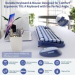 Nowlike Wireless Keyboard and Mouse Set, Full-Size Typewriter Keyboard with Retro Round Keycaps, Ergonomic Design, Compatible with Windows PCs, Ideal for Home and Office. (Blue) - Image 5