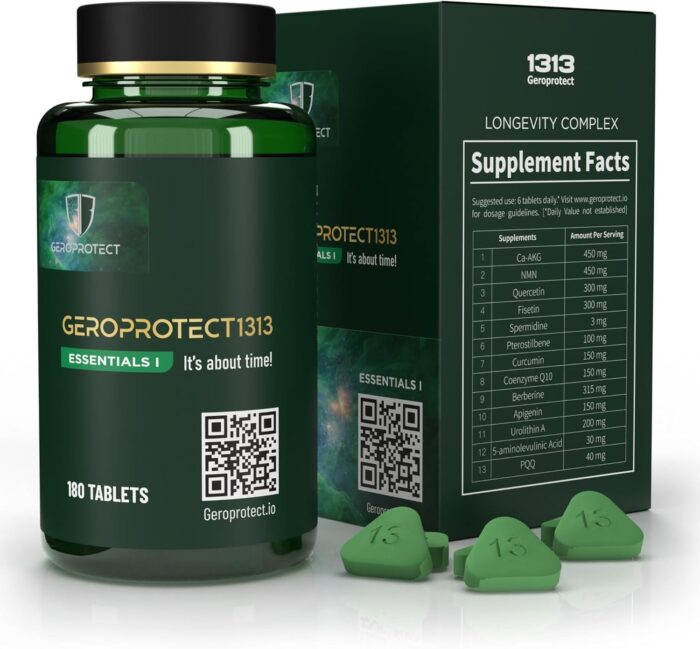 GEROPROTECT Essentials I – 13-in-1 Daily Wellness Supplement with NMN, Ca-AKG, Urolithin A, Quercetin & More | 180 Tablets | Supports General Well-Being & Cellular Nutrition