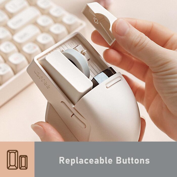 LOFREE Touch PBT Wireless Mouse with USB Receiver, Bluetooth, Wired Connection, Rechargeable, 4000 DPI with OLED Screen Compatible with Glass Surface for Mac Windows PC Notebook/Block Retro Light Gray - Image 3