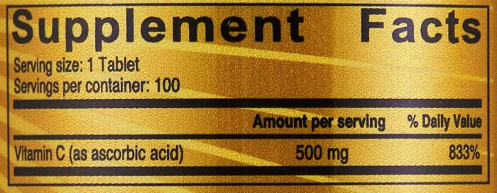 Sunshine Nutrition Vitamin C 500Mg, 100 Tablets | Antioxidant | Gluten Free | Dietary Supplement - Image 4