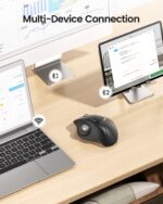 ProtoArc Wireless Trackball Mouse, EM01 NL Ergonomic Bluetooth Rollerball Thumb Rechargeable Computer Laptop Mouse, Adjustable Angle & 3 Device Connection for PC, Mac, Windows-Gray Ball - Image 4