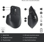 Logitech MX Master 3S - Wireless Performance Mouse with Ultra-fast Scrolling, Ergo, 8K DPI, Track on Glass, Quiet Clicks, USB-C, Bluetooth, Windows, Linux, Chrome - Graphite - Image 6