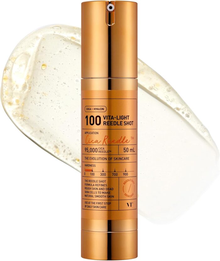 VT Cosmetics Vita-Light Reedle Shot 100, Serum with Vitamin C Capsules, Vitamin E, Hydrating Care, Korean Skincare for Sensitive Skin 1.69Fl Oz(50ml)
