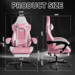 Gaming Chair, Ergonomic Gaming Chair with Footrest and Lumbar Support, Computer Chairs, Height Adjustable Computer Racing Gamer Chairs for Gaming or Office, Pink White - Image 3