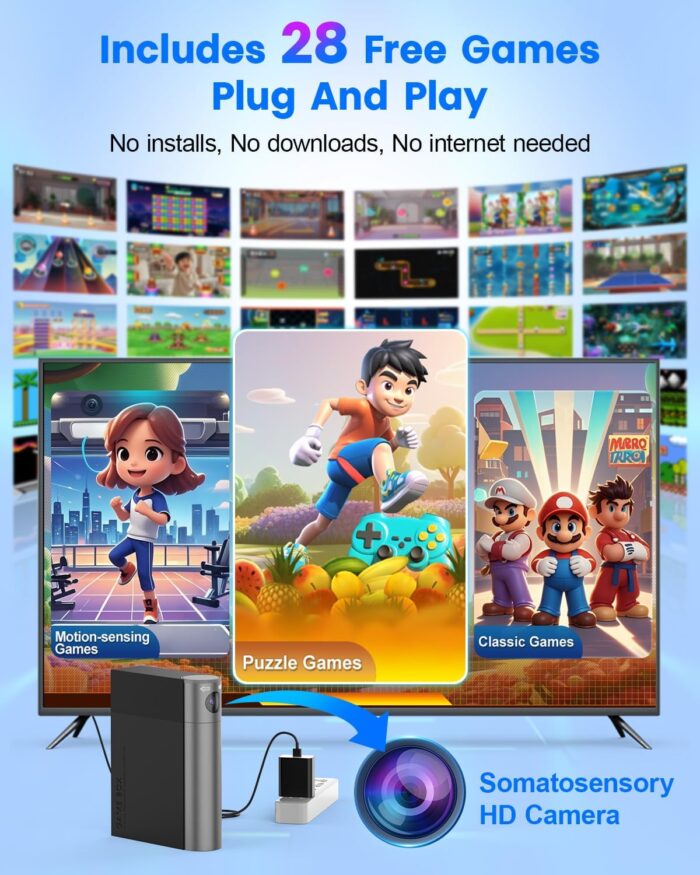 MetFut AR Motion Gaming Console for Kids & Families – Plug & Play Video Game System for Indoor Physical Play & Interactive Family Fun. Great for Gifts, Game Nights, Parties, Playtime and Playdates - Image 2