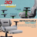 BAYBEE Drogo Multi-Purpose Ergonomic Gaming Chair with 7 Way adjustable Seat with 3D Armrest, Fabric, Head & USB Massager Lumbar Pillow, Office Desk Chair with Full Recliner Back & Footrest(Grey) - Image 6