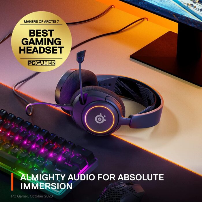 SteelSeries Arctis Nova 3 - USB-C Gaming Headset for PC, PS4, PS5 & Switch - RGB Lights - Hi-Fi Drivers - 360° Spatial Audio - AirWeave Memory Foam Earcups - Super Lightweight - ClearCast Gen 2 Mic - Image 4