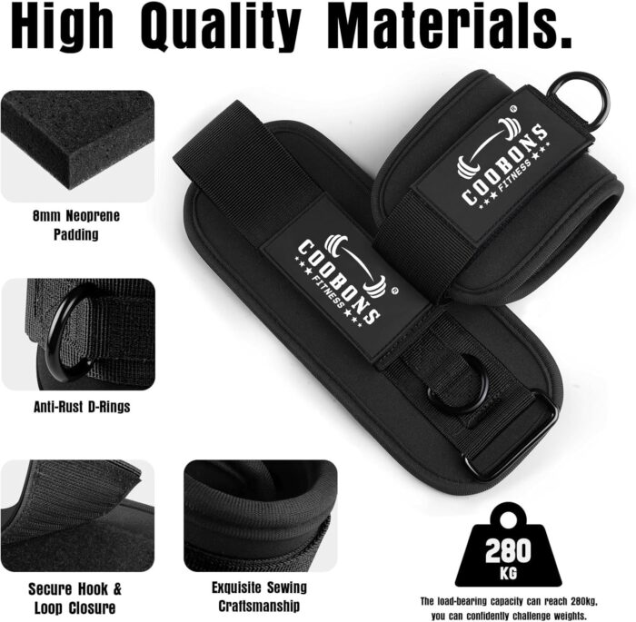 Ankle Resistance Bands with Cuffs, Ankle Bands for Working Out, Leg and Glutes Exercise Bands for Women & Men, Kickbacks, Butt Lift, Hip Fitness Training, Home Gym Equipment - Image 2