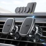LISEN 2 Pack Magnetic Car Phone Holder Car Mobile Phone Holder Hands-Free Vent 6 Metal Plates Fit All iPhone 16/15/14/13/12 Pro Max Plus, Samsung Galaxy S25 Ultra S24