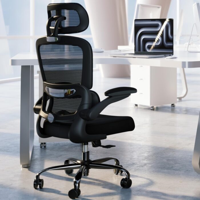 Ergonomic Office Chair with Lumbar Support - Adjustable Computer Desk Chairs for Home Office, Gaming, and Work - Comfortable and Supportive Desk Chairs for Adults (Black) (Light Black) - Image 8
