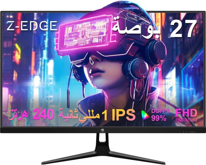 Z-Edge 27-inch Gaming Monitor 1920×1080 IPS 240Hz Gaming Monitor 1ms Frameless LED, UG27PJ AMD Freesync Premium Display Port HDMI