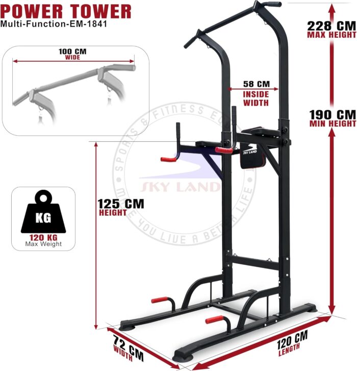 SKY LAND Pro Power Tower & Adjustable Sit-Up Bench Bundle – Heavy-Duty Steel, Multi-Function Home Gym Station for Dips, Pull-Ups, Push-Ups, Adjustable Angles Workout Bench - Image 8