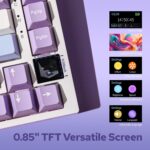 EPOMAKER Ajazz AK820 Pro 75% Gasket-mounted Mechanical Keyboard with TFT Screen, 3 Modes(Bluetooth 5.1/2.4G Wireless & Type-C Wired), Sound Dampening Foams (White Purple, Ajazz Flying Fish Switch) - Image 3