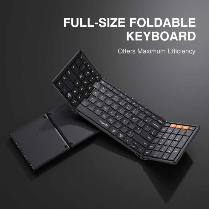 ProtoArc Foldable Bluetooth Keyboard, XK01 Folding Wireless Portable Keyboard with Numeric Keypad, Full-Size Travel Keyboard for Windows iOS Android Tablet Smartphone Laptop PC, Black - Image 8