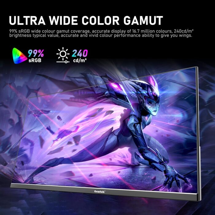 Gawfolk 24.5 Inch FHD 200Hz IPS Flat Gaming Monitor 1080P Computer Monitor 1920x1080 Display Screen 1ms(GTG) 240cd/m² 99% sRGB Suitable for games, entertainment, and office (Built-in Speakers) - Image 5