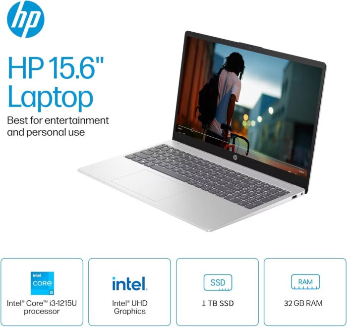 HP Flagship 15.6" Touchscreen Laptop, Free Lifetime Office 2024, Intel 6-Core i3-1215U up to 4.4GHz, 32 GB RAM, 1 TB SSD, UHD Graphics, Wi-Fi 6E, Up to 10+ Hrs Battery, HDMI, USB-C, Windows 11 Pro - Image 2