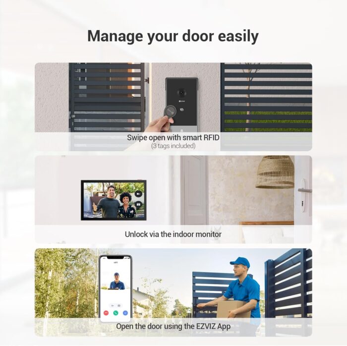 EZVIZ CP7 Video Doorbell, 3MP 2K Smart Video Doorphone, 7" Color Touch Screen, Remote Door Unlock, Built-In Doorbell, Two Way Talk, Human Motion Detection, Metal Housing, Weatherproof, 2.4G/5G Wi-Fi - Image 4