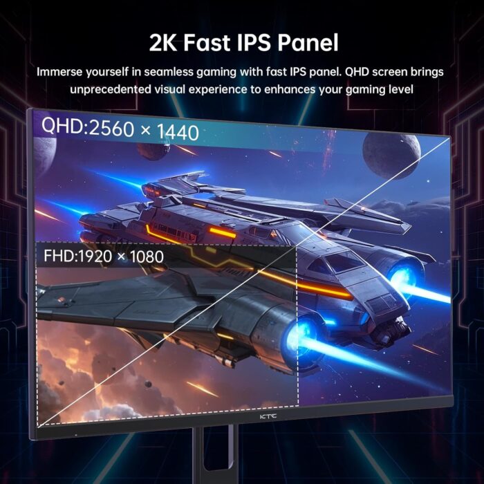 KTC 27 Inch QHD Gaming Monitor, 200Hz 1ms GTG Fast IPS 2K Computer Gamer Monitor, 1440P HDR Frameless with Adaptive Sync, Tilt Adjustment, VESA Compatible, Eye Care, DisplayPort HDMI, H27T22C - Image 3