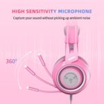 SOMIC G951s Pink Stereo Gaming Headset with Mic for PS4,Xbox,PC,Mobile Phone,3.5mm Noise Reduction Cat Ear Headphones Lightweight Over Ear Headphones for Girls - Image 3