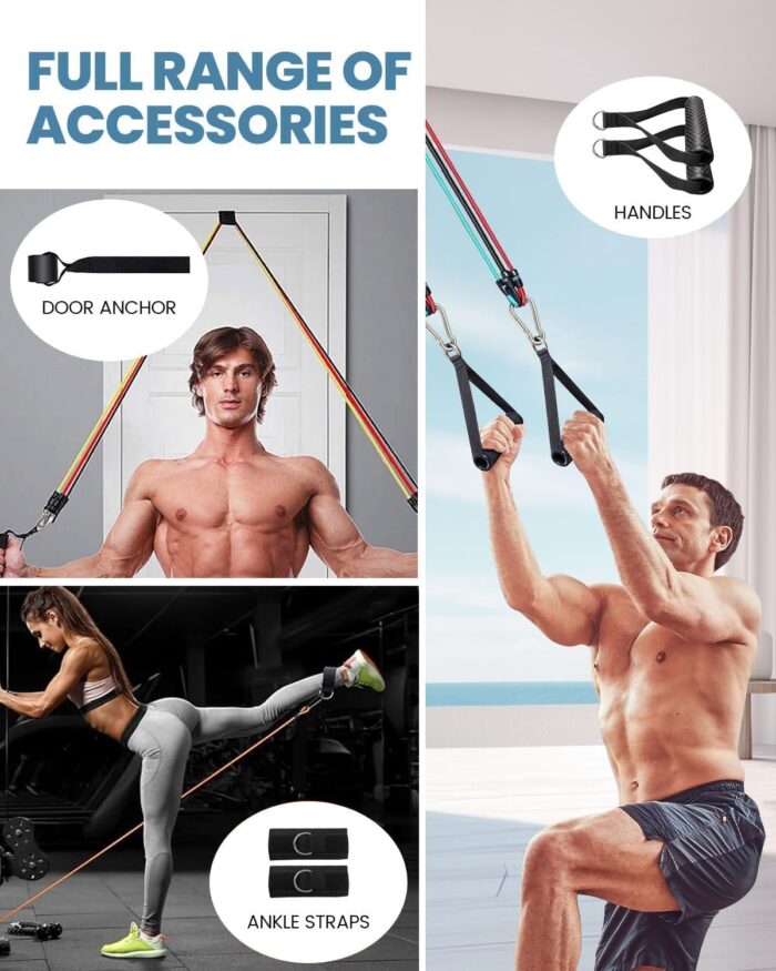CLOUDFOUR Resistance Bands 12pcs set, Sports Workout Band, Exercise Band for Men & Women, Fitness Stretch Bands for Strength Training, Physical Therapy, Shape Body, Complete Home Workout Equipment - Image 6
