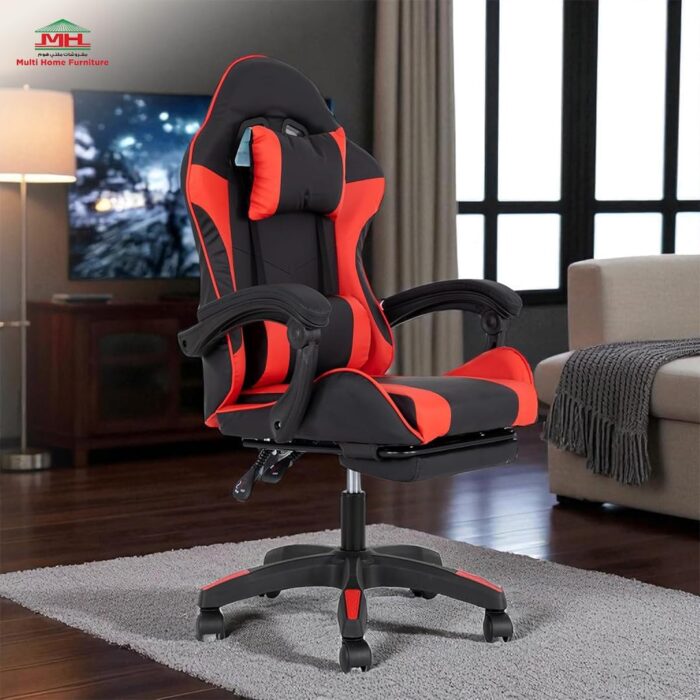 Multi Home Furniture Black & Red Gaming Chair | Ergonomic Chair High-Back Recliner Chair with Adjustable Footrest & Armrest | Racing-Style Office Chair with Lumbar & Headrest Support for Gaming Setup - Image 2