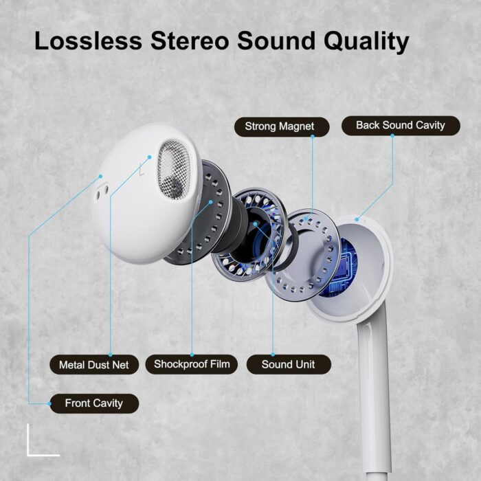Type C Headphones Wired - USB - C Wired Earphones with Mic & Volume Control, Noise Cancelling Headset Compatible for iPhone 16/15 Pro Max, iPad, Galaxy S25/S24/S23/S22/Ultra Note 10/20, Pixel 7/6/5/4 - Image 3