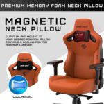 Anda Seat Kaiser-3 Large -Premium Ergonomic Gaming/Office Chair with Magnetic Memory Foam Neck Pillow Support-PVC leather Orange -AD12YDC-L-01-O-PVC - Image 3