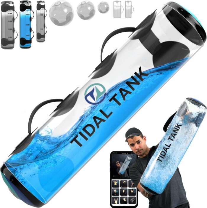 Tidal Tank – Sand Bag Alternative 45 lbs- Adjustable Aqua Bag and Power Bag with Water – Core and Balance Device- Portable Stability Fitness Equipment – Including Online Training Center…