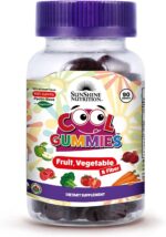 Sunshine Nutrition Cool Gummies Fruit Vegetable & Fiber For Kids, 90 Gummies | No Sugar Coating | Vegan | Black Currant Flavor