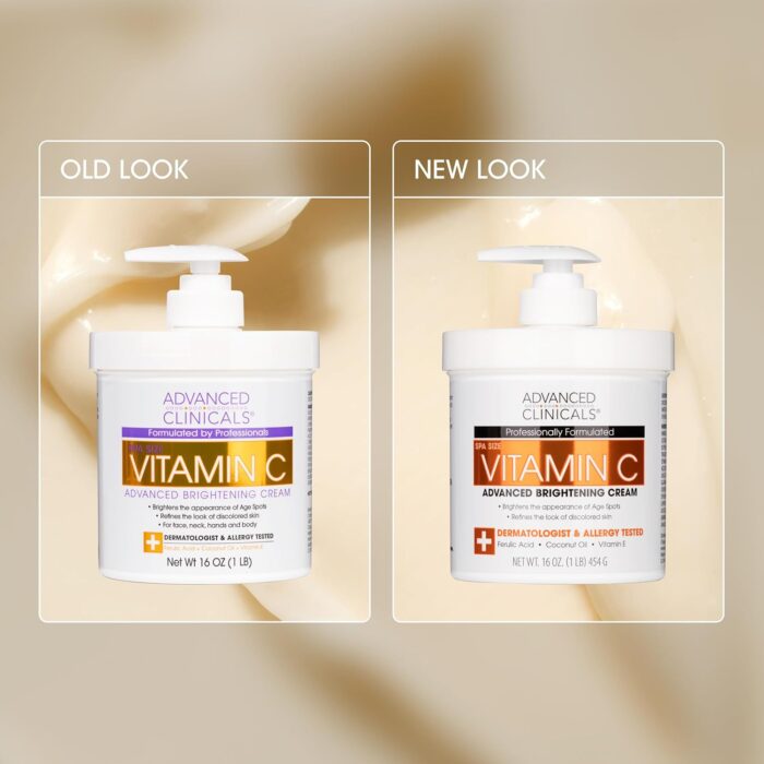 Advanced Clinicals Retinol Body Lotion + Brightening Vitamin C Cream 2pc Skin Care Set | Skin Tightening Body Moisturizer & Face Lotion | Crepey Skin Care Treatment | Skin Care Products, 2pc Set - Image 3