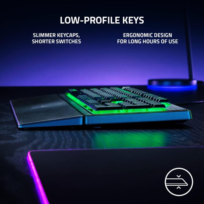 Razer Ornata V3 X Gaming Keyboard: US Layout, Low-Profile Keys, Silent Membrane Switches, UV-Coated Keycaps, Spill Resistant, Chroma RGB Lighting, Ergonomic Wrist Rest - Classic Black - Image 2