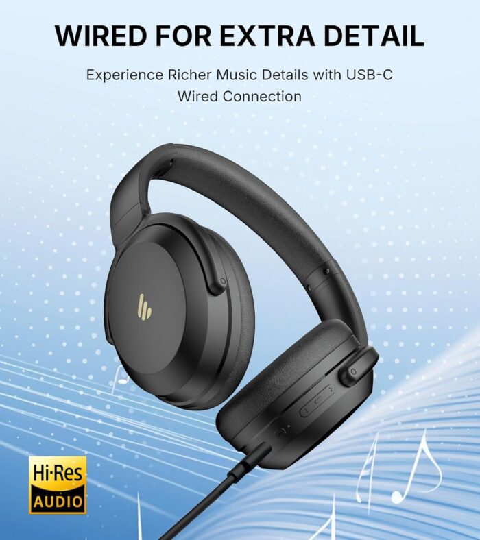 Edifier WH700NB Pro Wireless Headphones, 43dB ANC, Hi-Res Audio, 55H Playtime, Bluetooth 5.4, Multi-Device Pairing, AI Noise Reduction Calls, Fast Charging, Foldable Over-Ear Design (Black) - Image 7