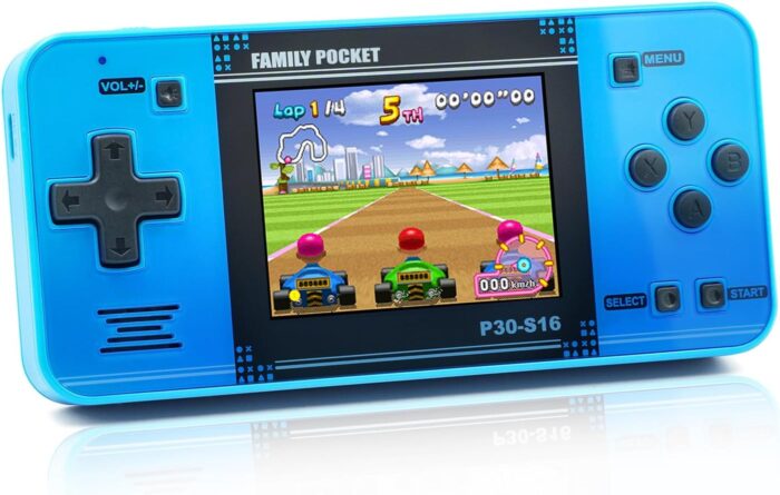 WELLST·G Handheld Game for Kids -Preloaded 220 Retro Video Games, Portable Gaming Player with Rechargeable Battery 3.0″ LCD Screen, Mini Arcade Electronic Toy Gifts for Boys Girls (Blue)