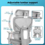 Office Chair Computer Chair Ergonomic High Back Gaming Chairs Reclining & Height Adjustable Computer Chair with Neck and Massage Lumbar Support, Comfortable Armrest Headrest (Grey) - Image 5