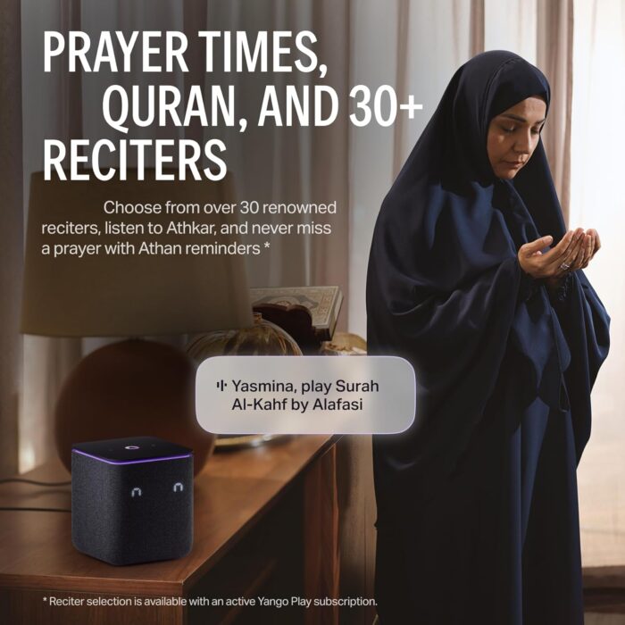 Yango Yasmina Midi | Smart AI Speaker | Premium Sound, Deep Bass & Stereo Pairing | Speaks English, Arabic | YangoPlay gift unlimited Movies, Series, Music, Quran | kids teacher & translator | Black - Image 7