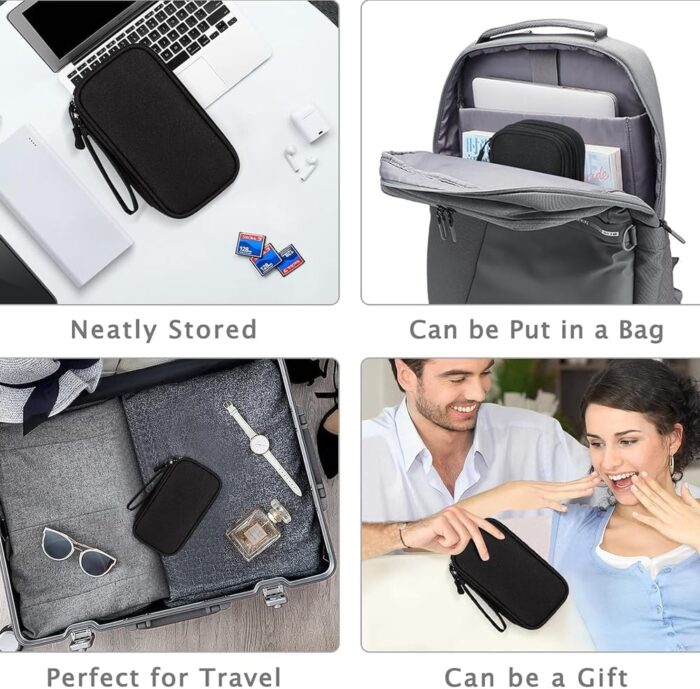 AMERTEER Electronic Accessories Bag Organizer - Travel Mobile Electronics Accessories & Supplies - Compatible For Charger USB Cables SD Memory Cards Earphone Flash Hard Drive Phone Power Bank (Black) - Image 6