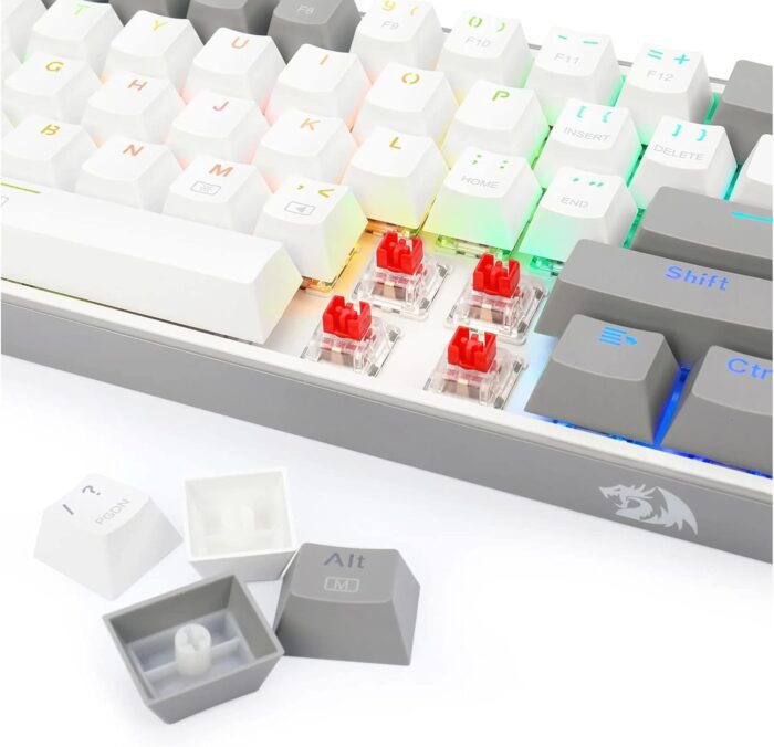 Redragon K617 Fizz 60% Wired RGB Gaming Keyboard - 61 Keys Hot-Swap Compact Mechanical Keyboard with Linear Red Switches, Pro Driver/Software Supported - White/Grey - Image 4
