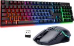 Gaming Wireless Keyboard and Mouse Combo Metal Surface Rechanrgeable Big Battery 2800mah Mechanical Feel LED Backlit Compatible with Xbox one PS5 Laptop Computer Gamer(2.4G,G311,local)