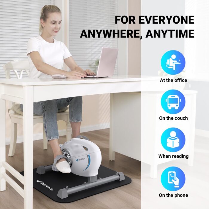 MERACH Under Desk Exercise Bike Stationary Bike, Quiet Magnetic Cycling Cardio Equipment with App for Arm, Leg Recovery, Spin Bike Cycle with 2 Resistance Band & Non-Slip Exercise&Fitness Equipment - Image 5