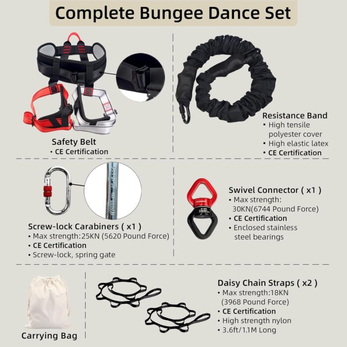 PRIORMAN Bungee Fitness Equipment Set Heavy Cord Bungee Dance Resistance Belt Rope Workout Fitness Gym Professional Training Equipment - Image 5