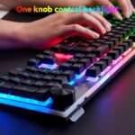 Wireless Gaming Keyboard with knob and Mouse Combo USB Dongle 2.4G Rechargeable 3000mAH Battery RGB Backlit Stainless Panel 4200DPI Side Button Mice for PC Laptop compatible with Windows 8/9/10 MacOS - Image 2