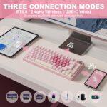 YUNZII B75 PRO Wireless Mechanical Keyboard,75% Gaming Keyboard Gasket Hot Swap Custom Keyboard with Knob,Pre-lubed Switches RGB,Bluetooth/Type-C/2.4G (Pink, Milk Switch) - Image 3