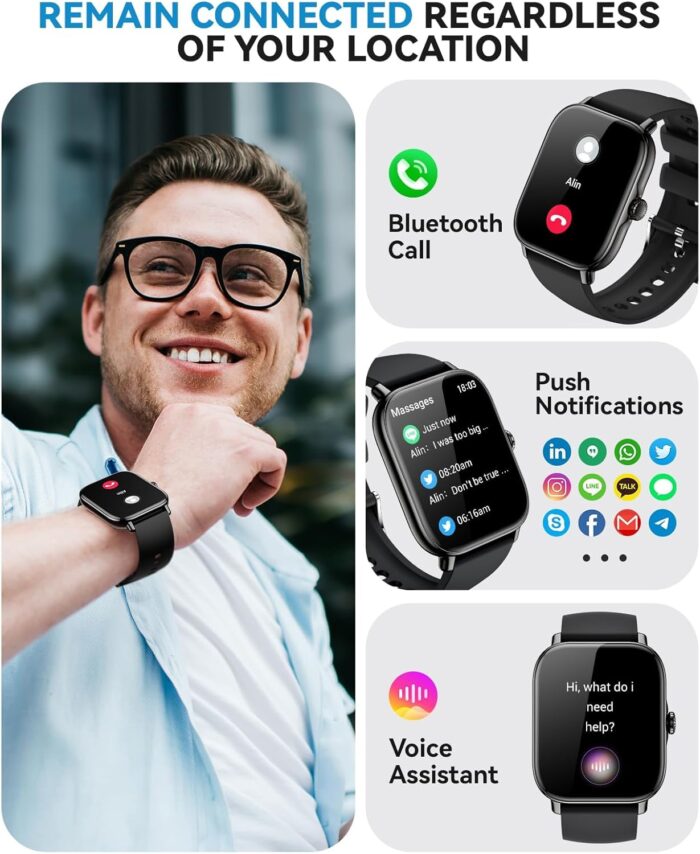 Smart Watch for Women Men- Answer/Make Call, 2025 IP68 Waterproof Fitness Step Tracker Watch with Sleep Monitor/Activity Counter/110+ Sport Mode, Smartwatch for Andriod iPhone iOS Samsung Compatible - Image 2