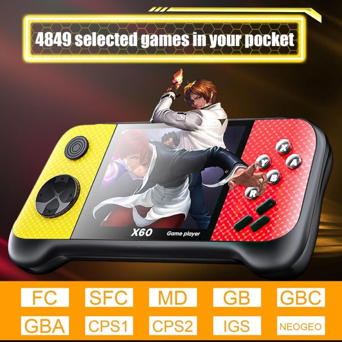 KASTWAVE Handheld Game Console, Retro Game Console Built-in 4849 Classic Games, 3.5-inch TFT LCD Screen, 10 Emulators, MP3/MP4/Ebook - TV OUT - Portable Game Player with 2 Gamepads - Image 3